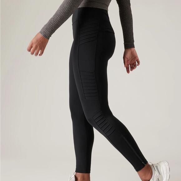 Athleta Delancy Moto Tight Legging Size Med Stretch Fabric Tailored Fit Wicking - Picture 2 of 16